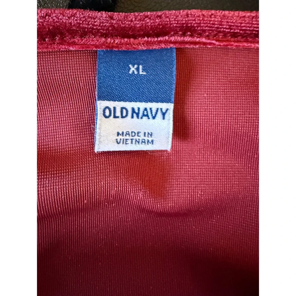 Old‎ Navy Red Velvet Mini Dress XL Fit Flare Square Neck Goth Whimsigoth